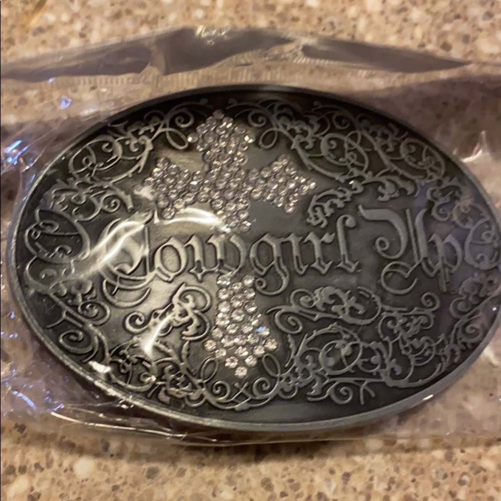 Cowboy Up Rhinestone belt buckle